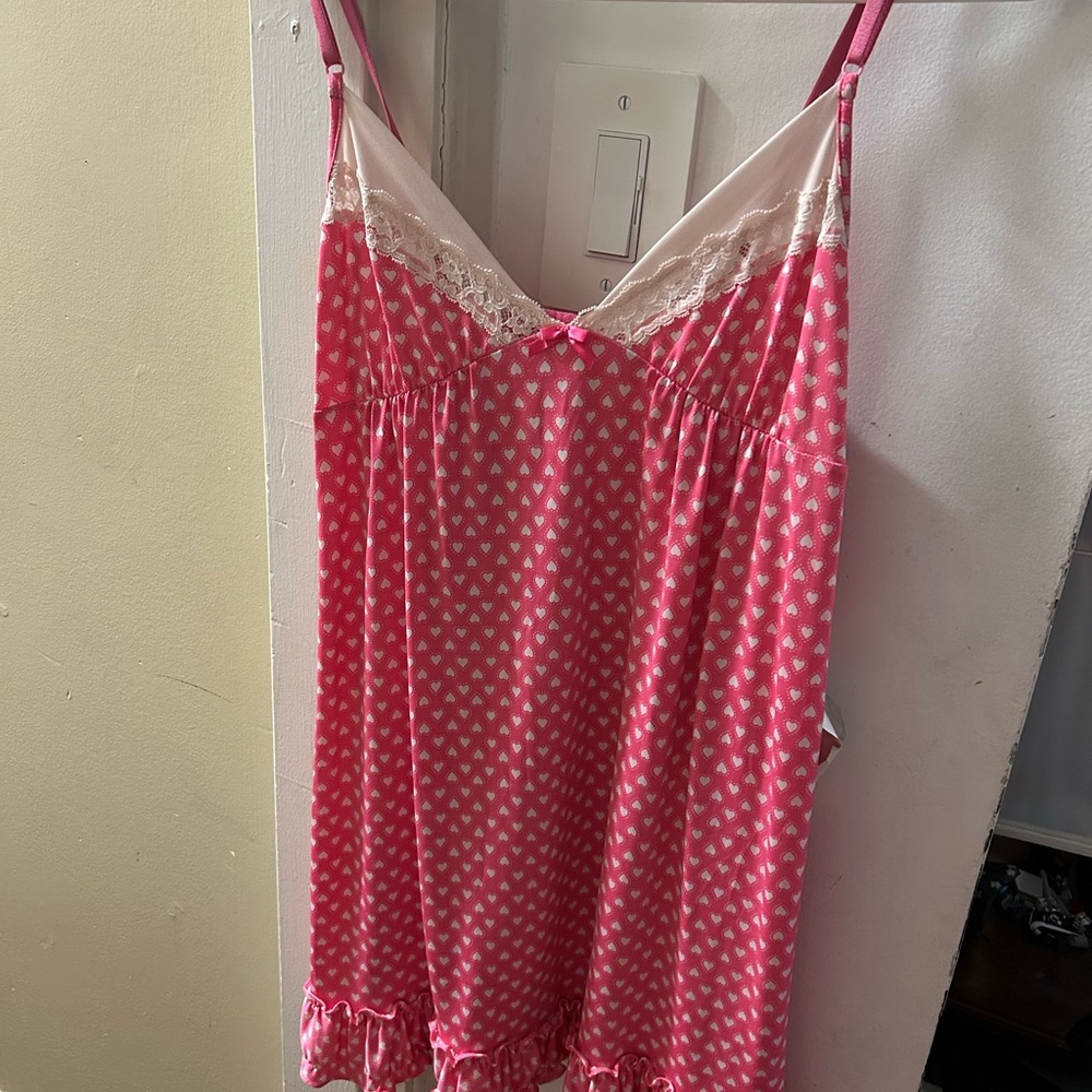 Betsey Johnson Pink and Cream Chemise with Lace